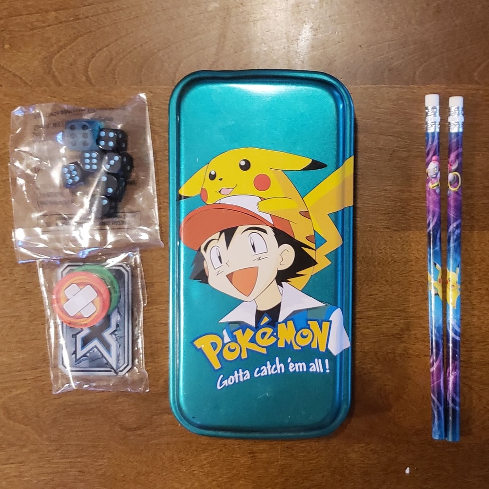 Pokemon Pencil Case with Play Tokens & Pencils